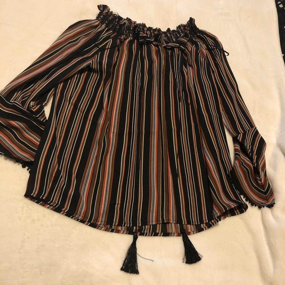Striped off the shoulder top